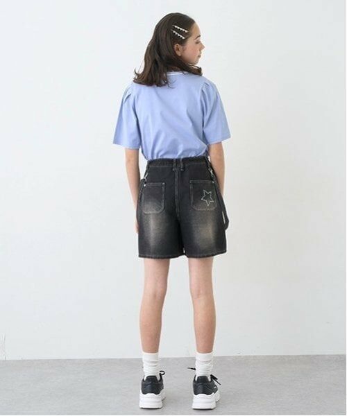 pom ponette junior / ポンポネット ジュニア ショート・ハーフ・半端丈パンツ | 【のびのび】サスペンダー風カットデニムショーパン | 詳細27