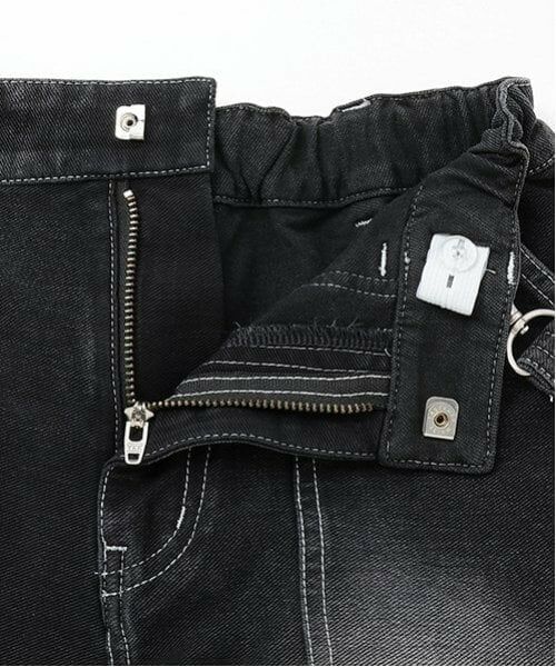 pom ponette junior / ポンポネット ジュニア ショート・ハーフ・半端丈パンツ | 【のびのび】サスペンダー風カットデニムショーパン | 詳細5