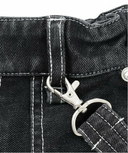 pom ponette junior / ポンポネット ジュニア ショート・ハーフ・半端丈パンツ | 【のびのび】サスペンダー風カットデニムショーパン | 詳細6