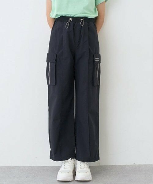 pom ponette junior / ポンポネット ジュニア ショート・ハーフ・半端丈パンツ | 【Cuugal掲載】【撥水】ウエストリブカーゴパンツ（黒）