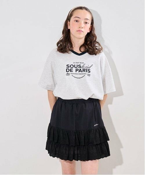 pom ponette junior / ポンポネット ジュニア ショート・ハーフ・半端丈パンツ | コットンレースティアードスカパン | 詳細12