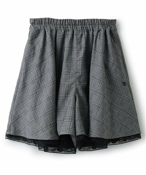 pom ponette junior / ポンポネット ジュニア ショート・ハーフ・半端丈パンツ | 裾レースキュロット（黒）