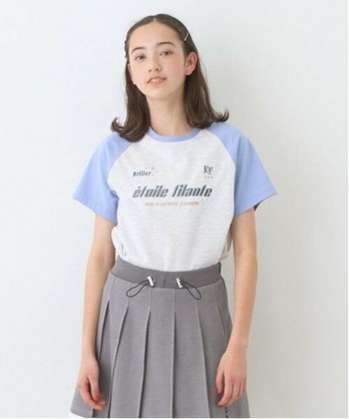 pom ponette junior / ポンポネット ジュニア Tシャツ | 【ニコ☆プチ掲載】【防汚加工】ラグランTシャツ（モデレート ブルー）