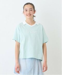 pom ponette junior / ポンポネット ジュニア Tシャツ | 【防汚加工】スキッパー衿ロゴTシャツ