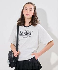 pom ponette junior / ポンポネット ジュニア Tシャツ | 【防汚加工】スキッパー衿ロゴTシャツ