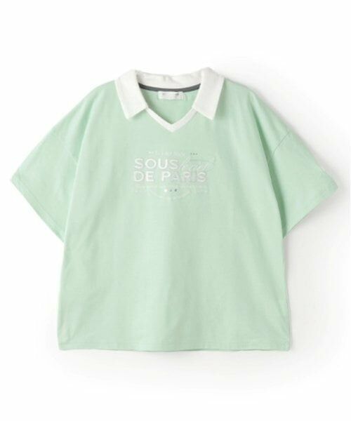 pom ponette junior / ポンポネット ジュニア Tシャツ | 【防汚加工】スキッパー衿ロゴTシャツ | 詳細10