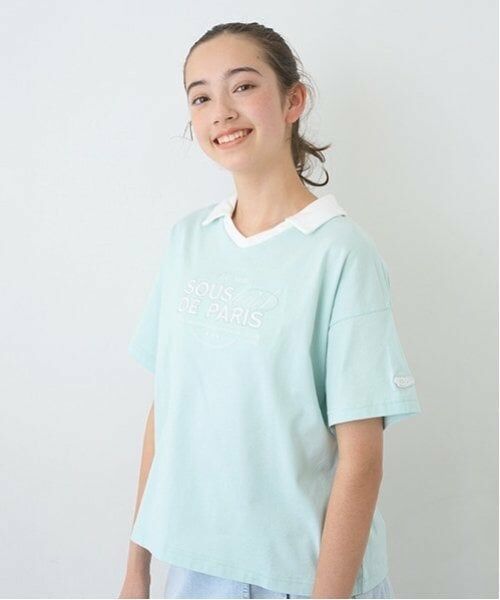pom ponette junior / ポンポネット ジュニア Tシャツ | 【防汚加工】スキッパー衿ロゴTシャツ | 詳細13