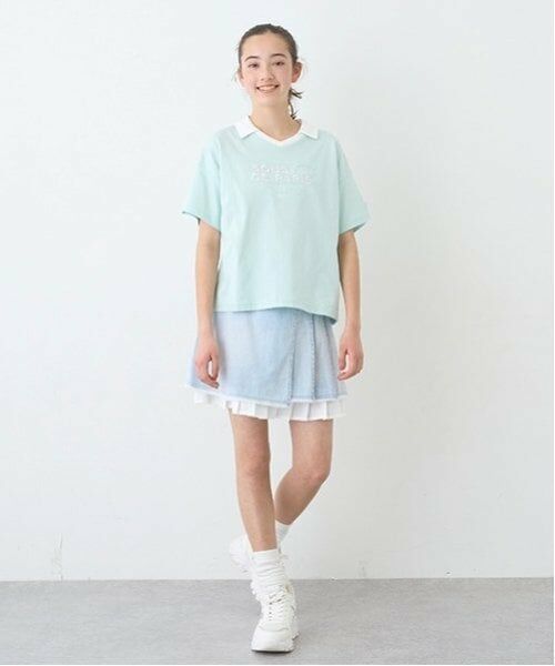 pom ponette junior / ポンポネット ジュニア Tシャツ | 【防汚加工】スキッパー衿ロゴTシャツ | 詳細15