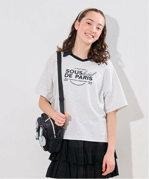 pom ponette junior / ポンポネット ジュニア Tシャツ | 【防汚加工】スキッパー衿ロゴTシャツ | 詳細18