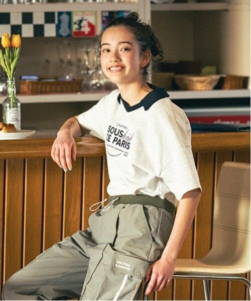 pom ponette junior / ポンポネット ジュニア Tシャツ | 【防汚加工】スキッパー衿ロゴTシャツ | 詳細22