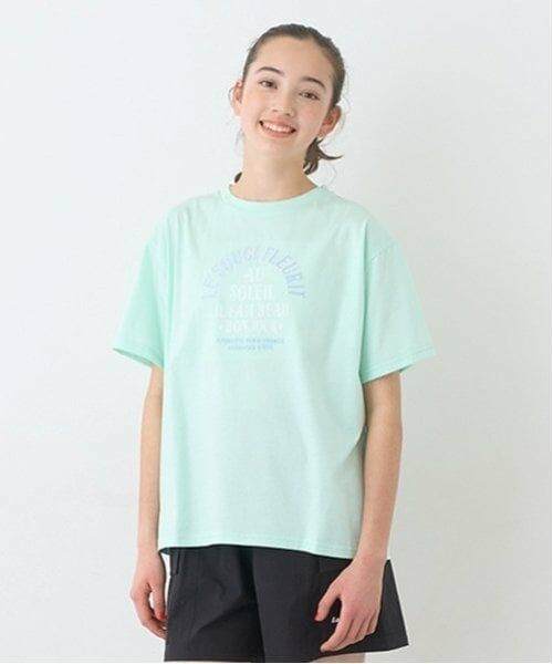 pom ponette junior / ポンポネット ジュニア Tシャツ | 【ニコ☆プチ掲載】【GOOD PRICE】【吸水速乾】半袖ロゴTシャツ（エメラルド グリーン）