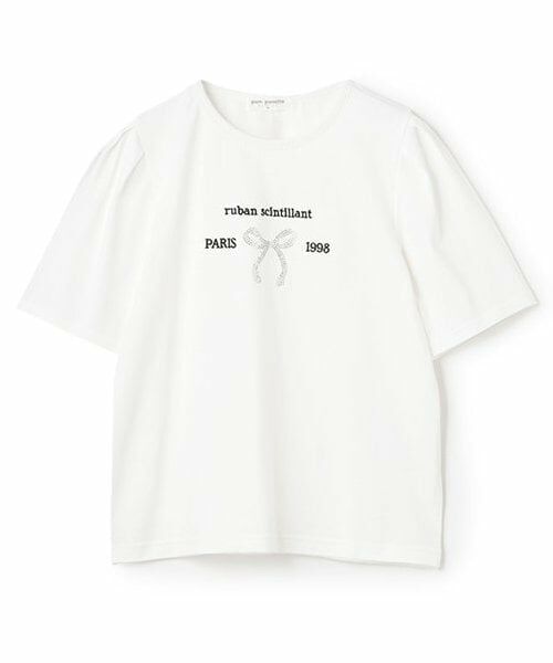 pom ponette junior / ポンポネット ジュニア Tシャツ | 【防汚加工】リボンロゴTシャツ（白）