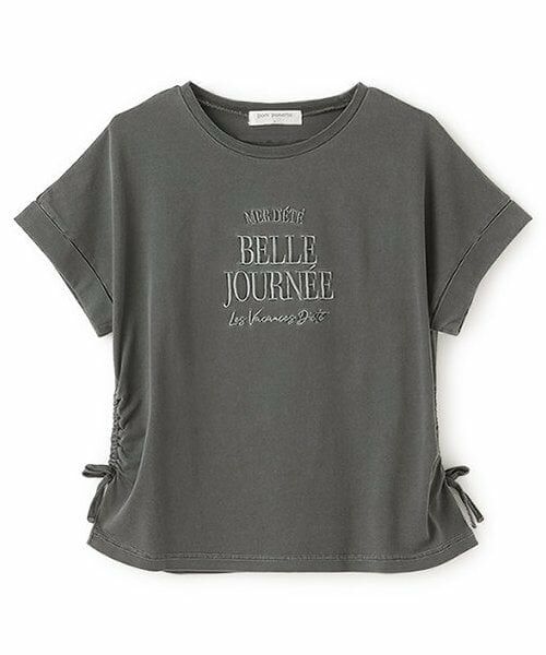 pom ponette junior / ポンポネット ジュニア Tシャツ | ピグメント加工ロゴTシャツ（ミディアム グレー）