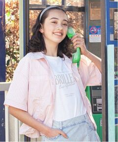 pom ponette junior / ポンポネット ジュニア シャツ・ブラウス | 【ニコ☆プチ掲載】ドロスト半袖シャツ＋Tシャツセット