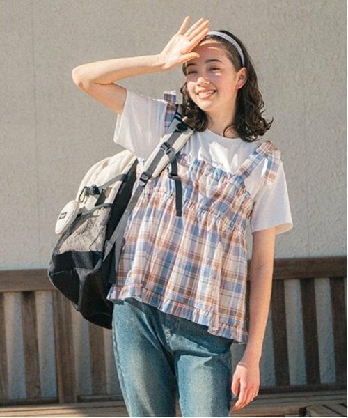 pom ponette junior / ポンポネット ジュニア その他トップス | 【機能素材】チェックビスチェ＋Tシャツセット | 詳細14