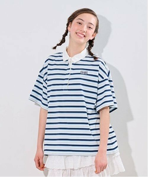 pom ponette junior / ポンポネット ジュニア シャツ・ブラウス | ラガーシャツ（白）