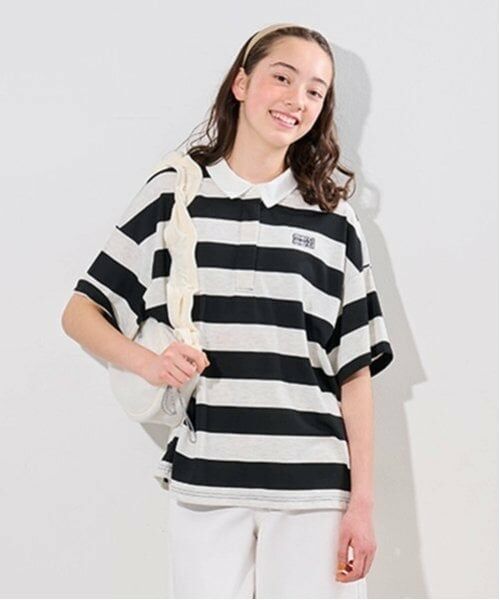 pom ponette junior / ポンポネット ジュニア シャツ・ブラウス | ラガーシャツ（黒）