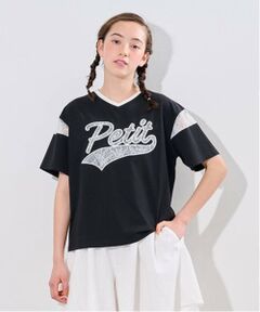 pom ponette junior / ポンポネット ジュニア Tシャツ | 【接触冷感】レースワッペンロゴ刺しゅうTシャツ