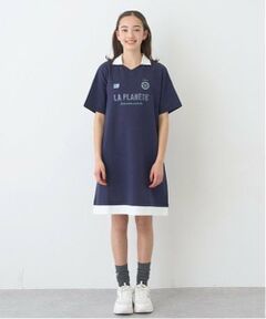 pom ponette junior / ポンポネット ジュニア ミニ丈・ひざ丈ワンピース | 【ニコ☆プチ掲載】スキッパー衿スムースワンピース