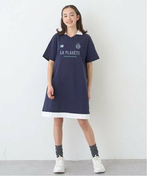 pom ponette junior / ポンポネット ジュニア ミニ丈・ひざ丈ワンピース | 【ニコ☆プチ掲載】スキッパー衿スムースワンピース | 詳細12