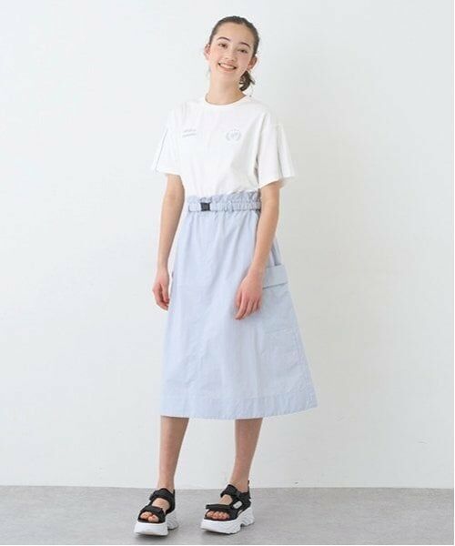 pom ponette junior / ポンポネット ジュニア ミニ丈・ひざ丈ワンピース | 【Cuugal掲載】【接触冷感/撥水/UVカット】ドッキングカーゴワンピース（ブルー グレー）