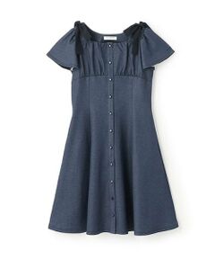 pom ponette junior / ポンポネット ジュニア ミニ丈・ひざ丈ワンピース | 【ニコ☆プチ掲載】ショルダーリボンカットワンピース