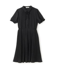 pom ponette junior / ポンポネット ジュニア ミニ丈・ひざ丈ワンピース | 衿つきプリーツシフォンワンピース