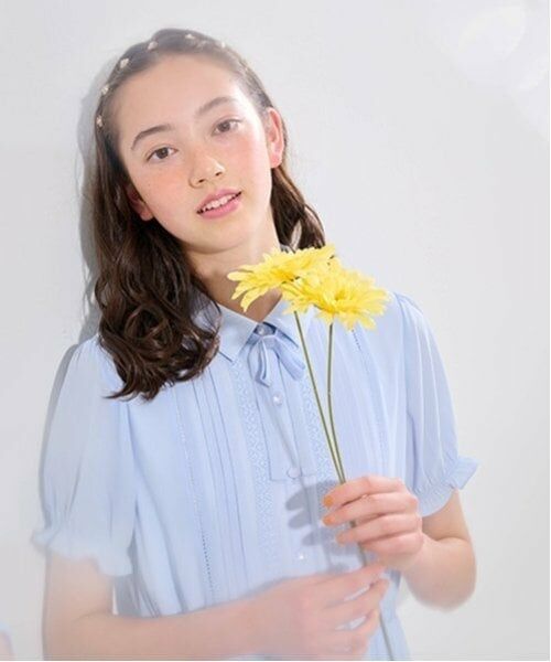 pom ponette junior / ポンポネット ジュニア ミニ丈・ひざ丈ワンピース | 衿つきプリーツシフォンワンピース | 詳細13