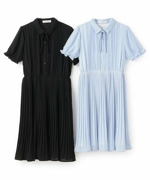 pom ponette junior / ポンポネット ジュニア ミニ丈・ひざ丈ワンピース | 衿つきプリーツシフォンワンピース | 詳細8