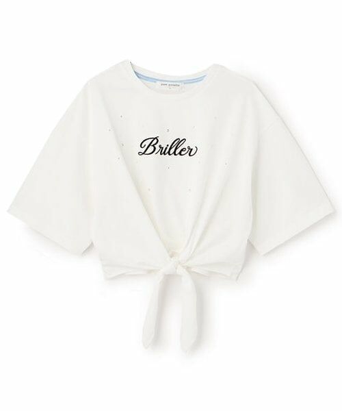 pom ponette junior / ポンポネット ジュニア Tシャツ | 前結びロゴTシャツ（白）