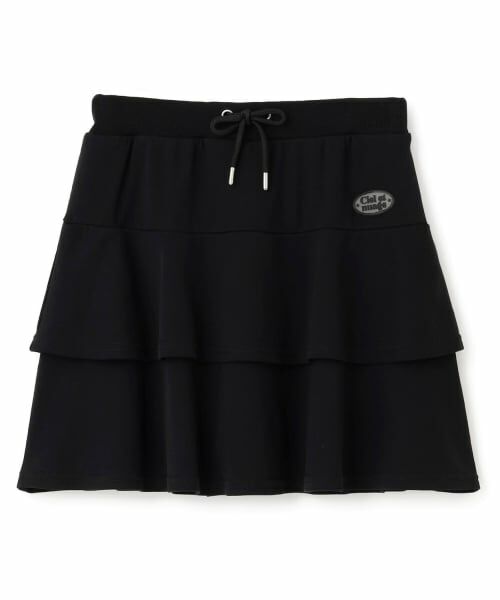 pom ponette junior / ポンポネット ジュニア ショート・ハーフ・半端丈パンツ | カットティアードスカパン(黒)