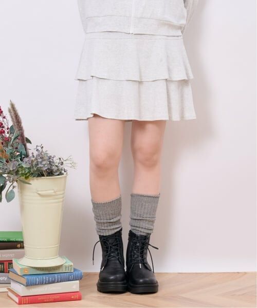 pom ponette junior / ポンポネット ジュニア ショート・ハーフ・半端丈パンツ | カットティアードスカパン(シロ杢)