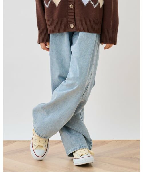 pom ponette junior / ポンポネット ジュニア その他パンツ | リボンプリントデニムパンツ | 詳細1