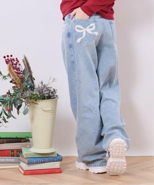 pom ponette junior / ポンポネット ジュニア その他パンツ | リボンプリントデニムパンツ | 詳細12