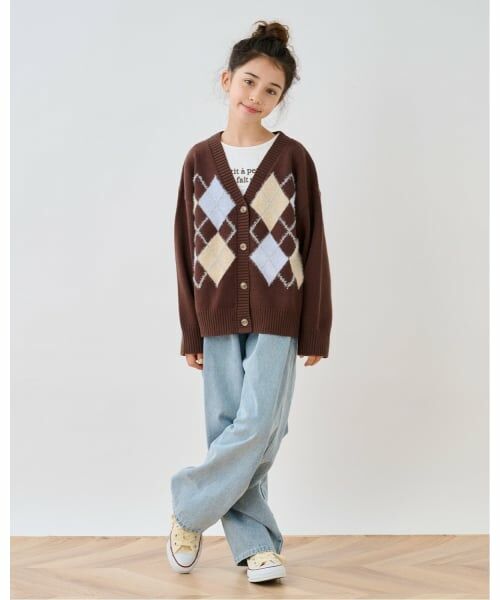 pom ponette junior / ポンポネット ジュニア その他パンツ | リボンプリントデニムパンツ（ブルー）