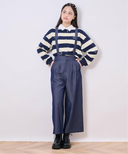 pom ponette junior / ポンポネット ジュニア その他パンツ | サスつきワイドパンツ（紺）