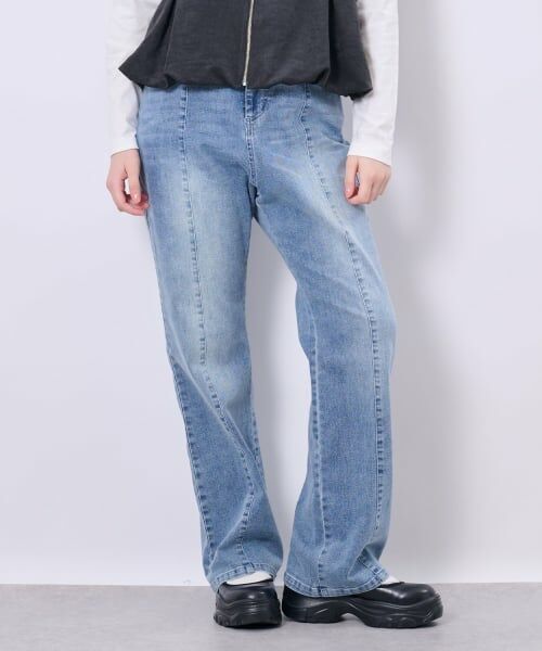 pom ponette junior / ポンポネット ジュニア その他パンツ | ストレッチデニムフレアパンツ（ライト ブルー）