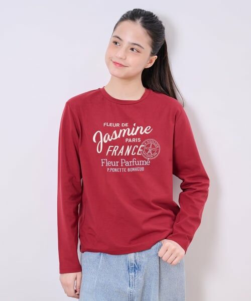 pom ponette junior / ポンポネット ジュニア Tシャツ | 【GOOD PRICE】エッフェルエンブレムロンT（エンジ）