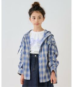 pom ponette junior / ポンポネット ジュニア シャツ・ブラウス | 袖ギャザーフードシャツ×Tシャツセット