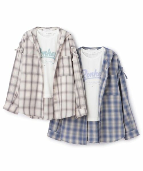 pom ponette junior / ポンポネット ジュニア シャツ・ブラウス | 袖ギャザーフードシャツ×Tシャツセット | 詳細12