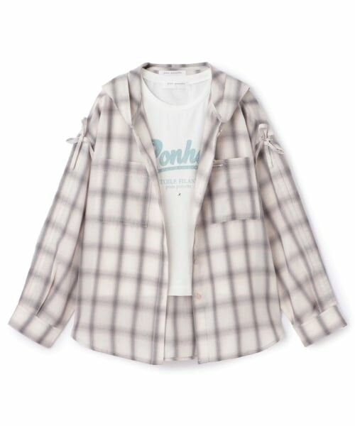 pom ponette junior / ポンポネット ジュニア シャツ・ブラウス | 袖ギャザーフードシャツ×Tシャツセット | 詳細13