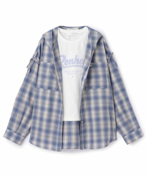 pom ponette junior / ポンポネット ジュニア シャツ・ブラウス | 袖ギャザーフードシャツ×Tシャツセット | 詳細16