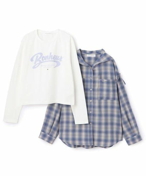 pom ponette junior / ポンポネット ジュニア シャツ・ブラウス | 袖ギャザーフードシャツ×Tシャツセット | 詳細2