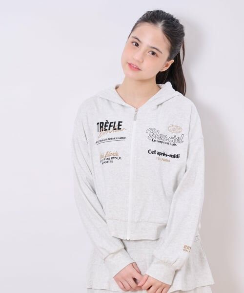 pom ponette junior / ポンポネット ジュニア パーカー | スムースロゴパーカ（シロ杢）