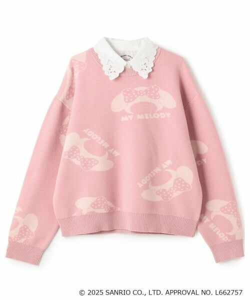 pom ponette junior / ポンポネット ジュニア ニット・セーター | 【130cmあり】【マイメロディ/クロミ】総柄ジャカードプルオーバー&レース襟セット | 詳細1