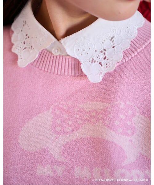 pom ponette junior / ポンポネット ジュニア ニット・セーター | 【130cmあり】【マイメロディ/クロミ】総柄ジャカードプルオーバー&レース襟セット | 詳細14