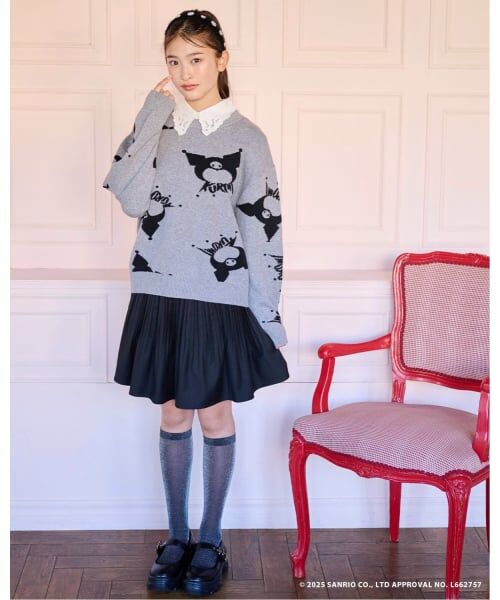 pom ponette junior / ポンポネット ジュニア ニット・セーター | 【130cmあり】【マイメロディ/クロミ】総柄ジャカードプルオーバー&レース襟セット | 詳細15