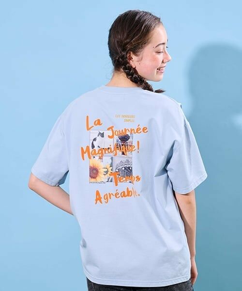 pom ponette junior / ポンポネット ジュニア Tシャツ | 【接触冷感】グラフィックアソート転写Tシャツ（サックス）