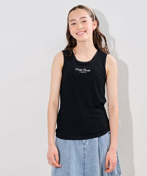 pom ponette junior / ポンポネット ジュニア キャミソール・チューブトップ | 【接触冷感】【抗菌】カップつきタンクトップ（黒）