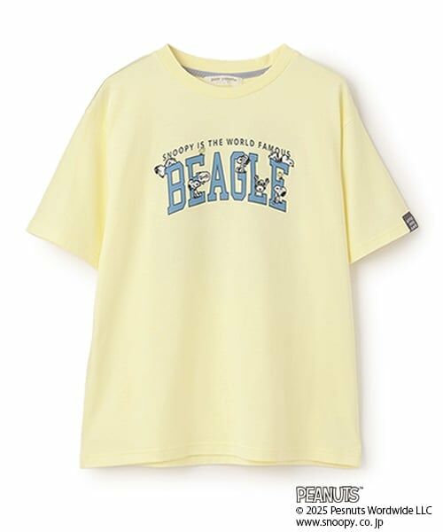 pom ponette junior / ポンポネット ジュニア Tシャツ | 【PEANUTS】【接触冷感】カレッジTシャツ(レモン イエロー)